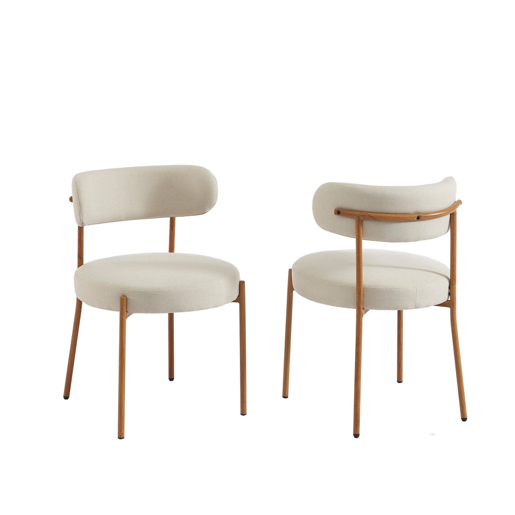 NOA Set of 2 Upholstered Dining Chairs – Beige