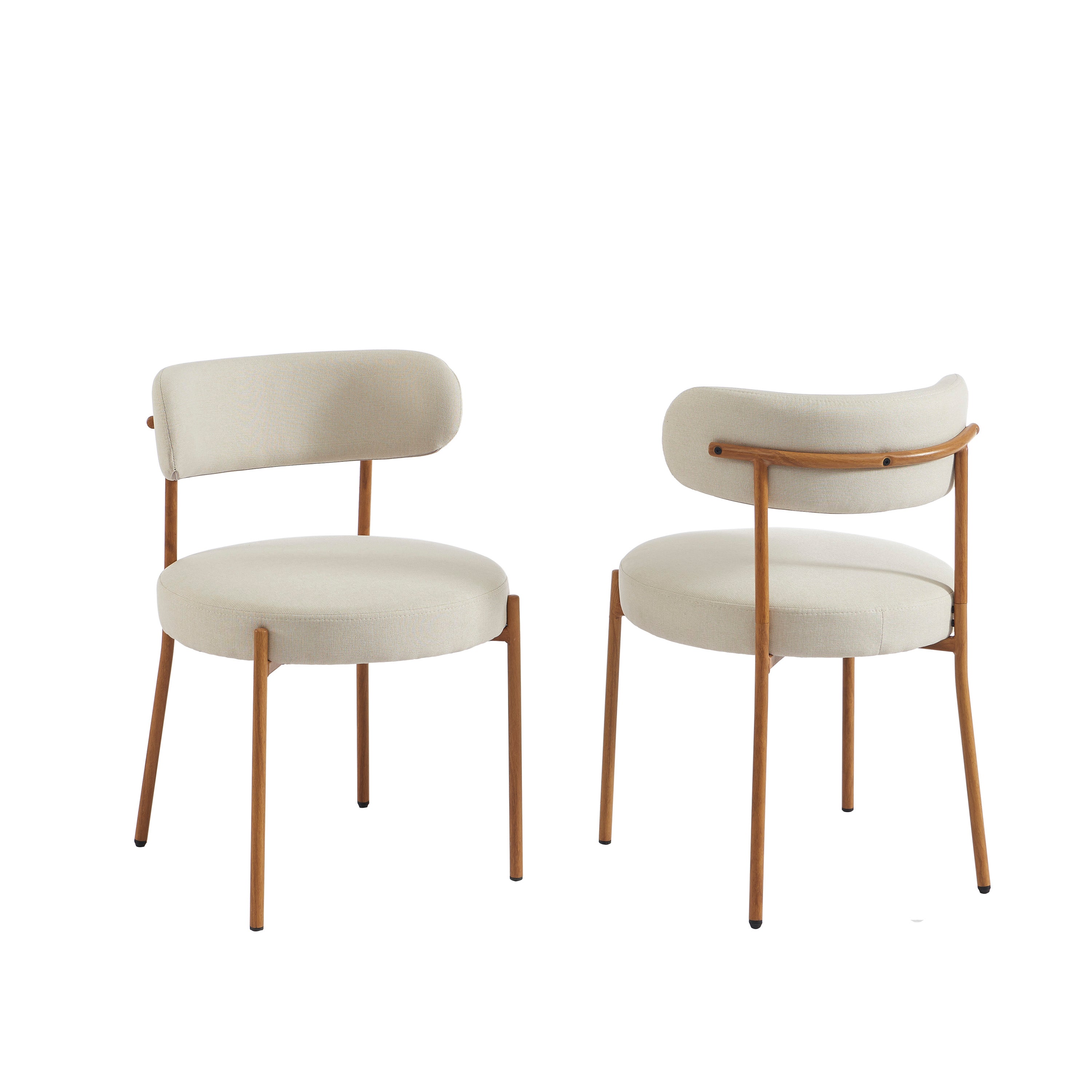 NOA Set of 2 Upholstered Dining Chairs – Beige
