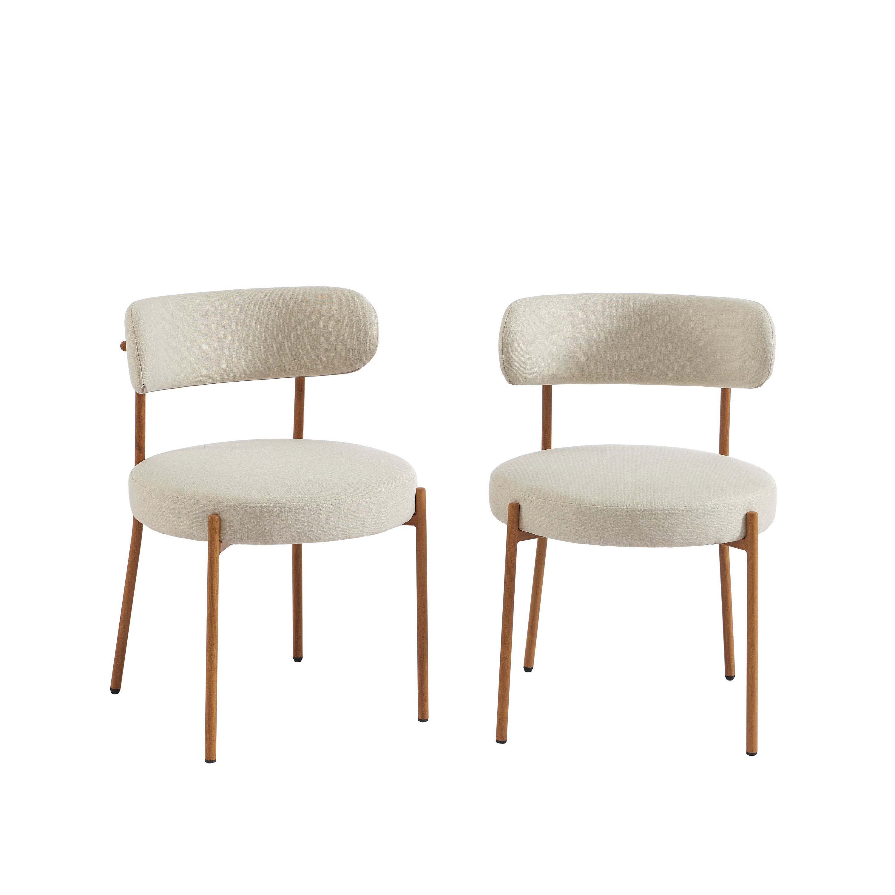 NOA Set of 2 Upholstered Dining Chairs – Beige