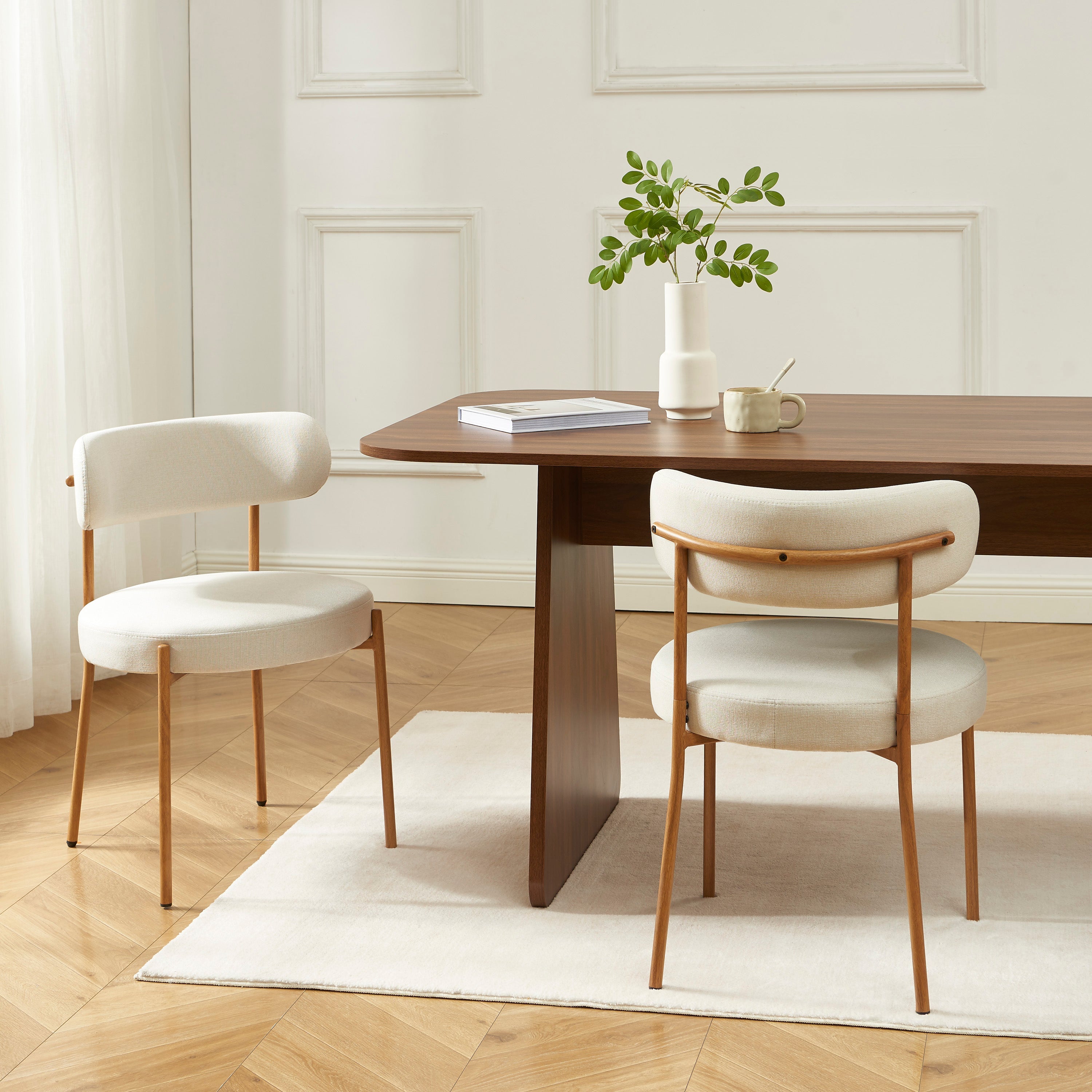 NOA Set of 2 Upholstered Dining Chairs – Beige