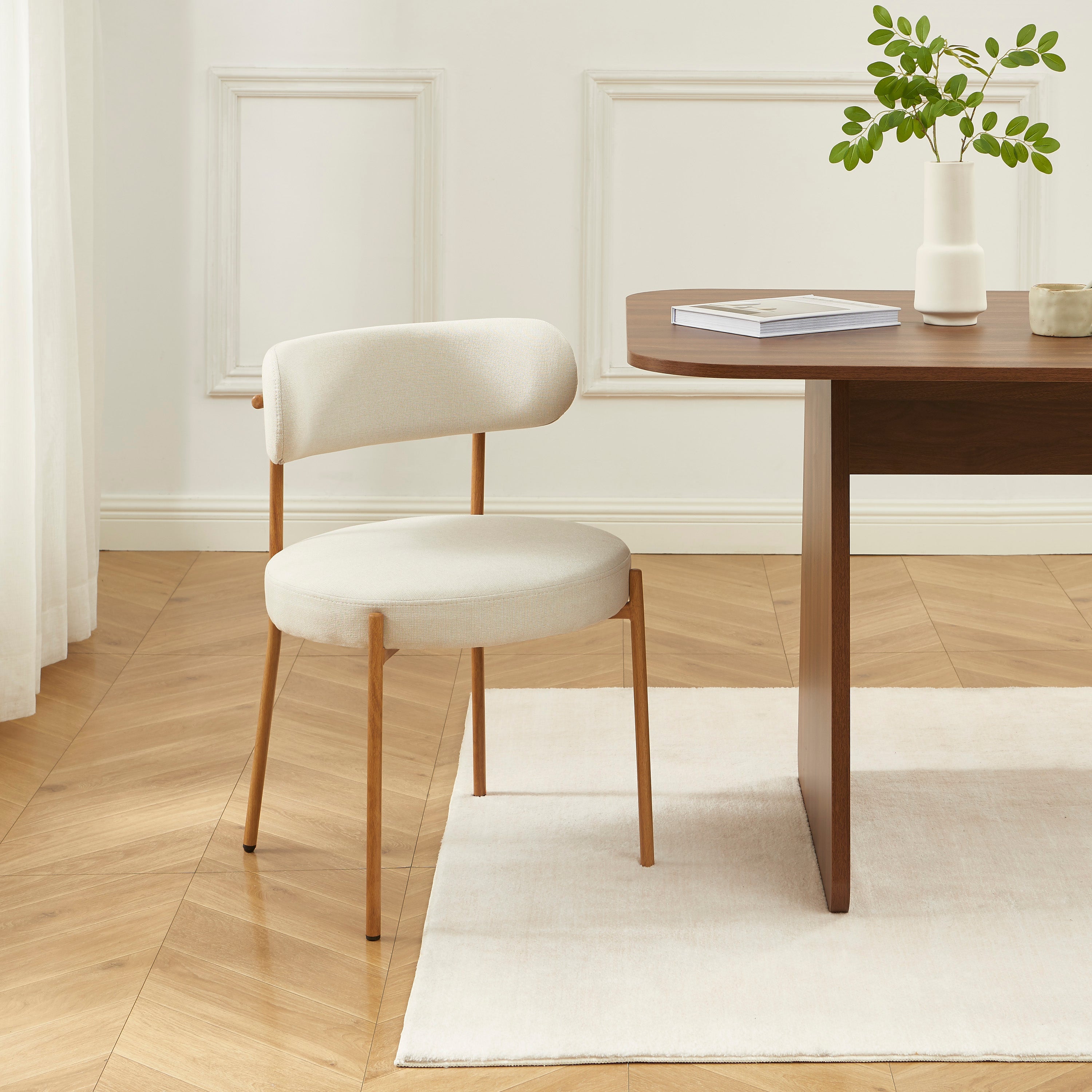 NOA Set of 2 Upholstered Dining Chairs – Beige