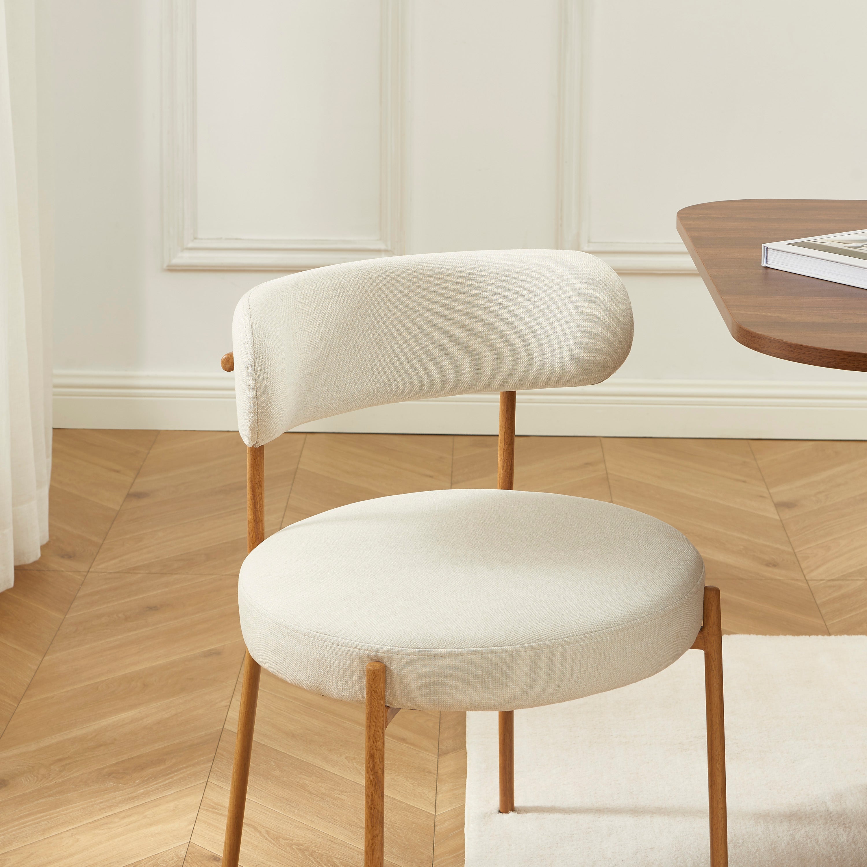 NOA Set of 2 Upholstered Dining Chairs – Beige