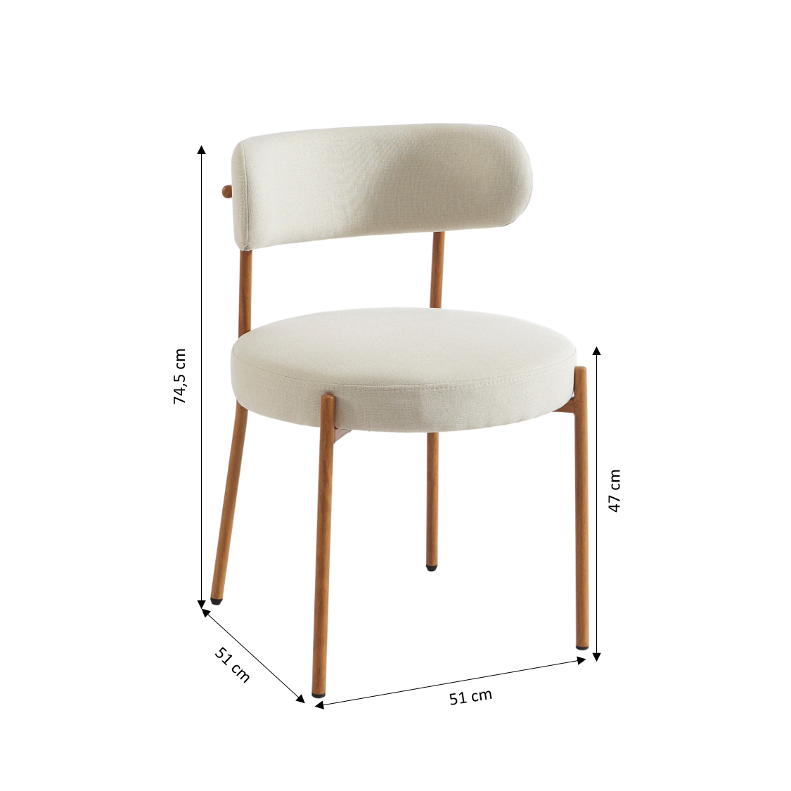 NOA Set of 2 Upholstered Dining Chairs – Beige