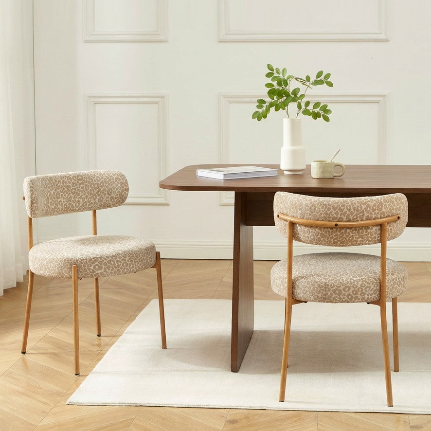 NOA Set of 2 Upholstered Dining Chairs – Beige