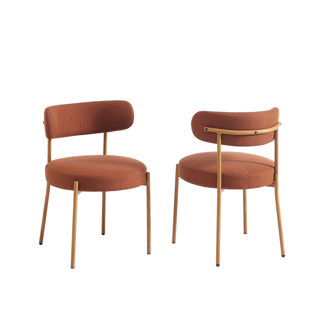 NOA Set of 2 Upholstered Dining Chairs – Terracotta