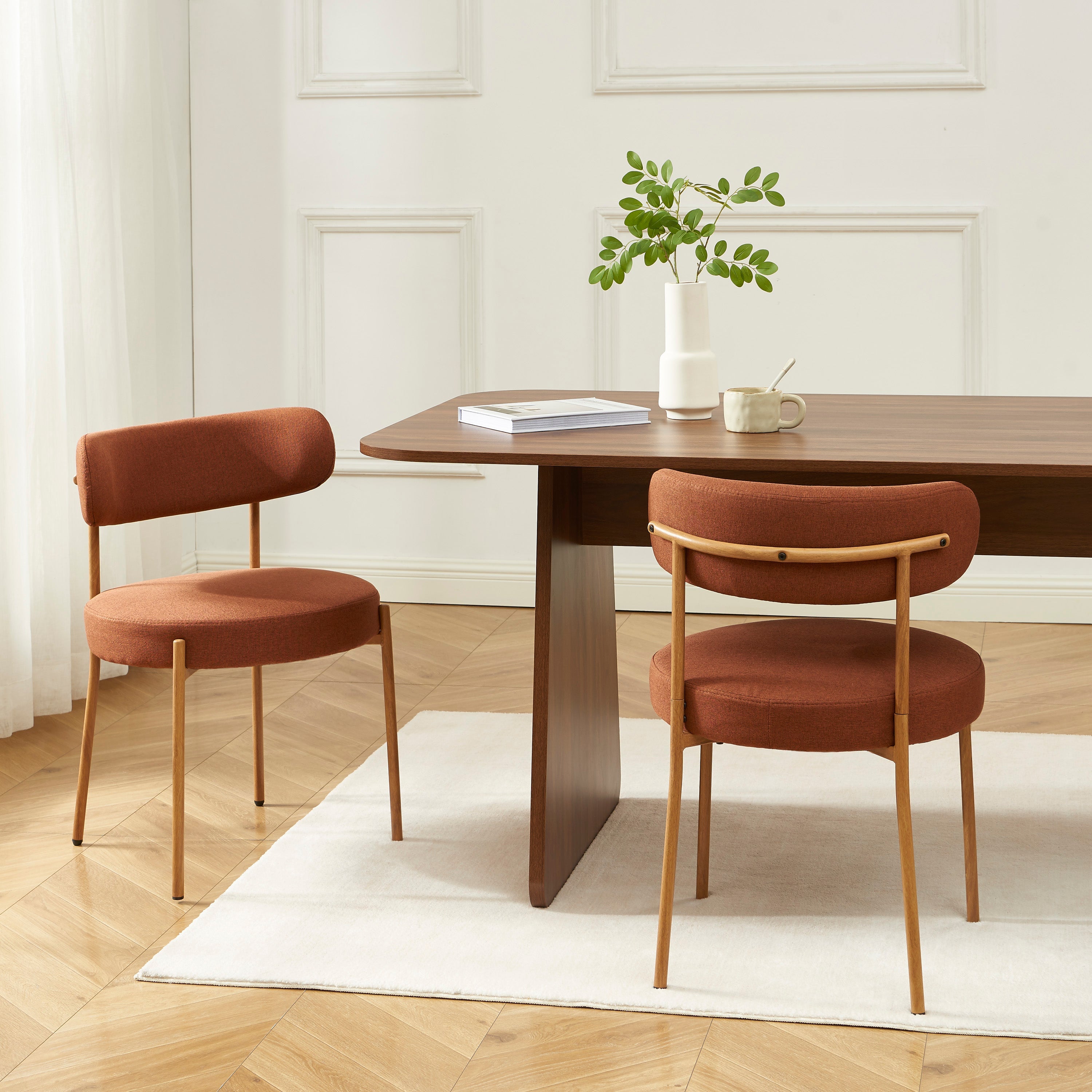 NOA Set of 2 Upholstered Dining Chairs – Terracotta