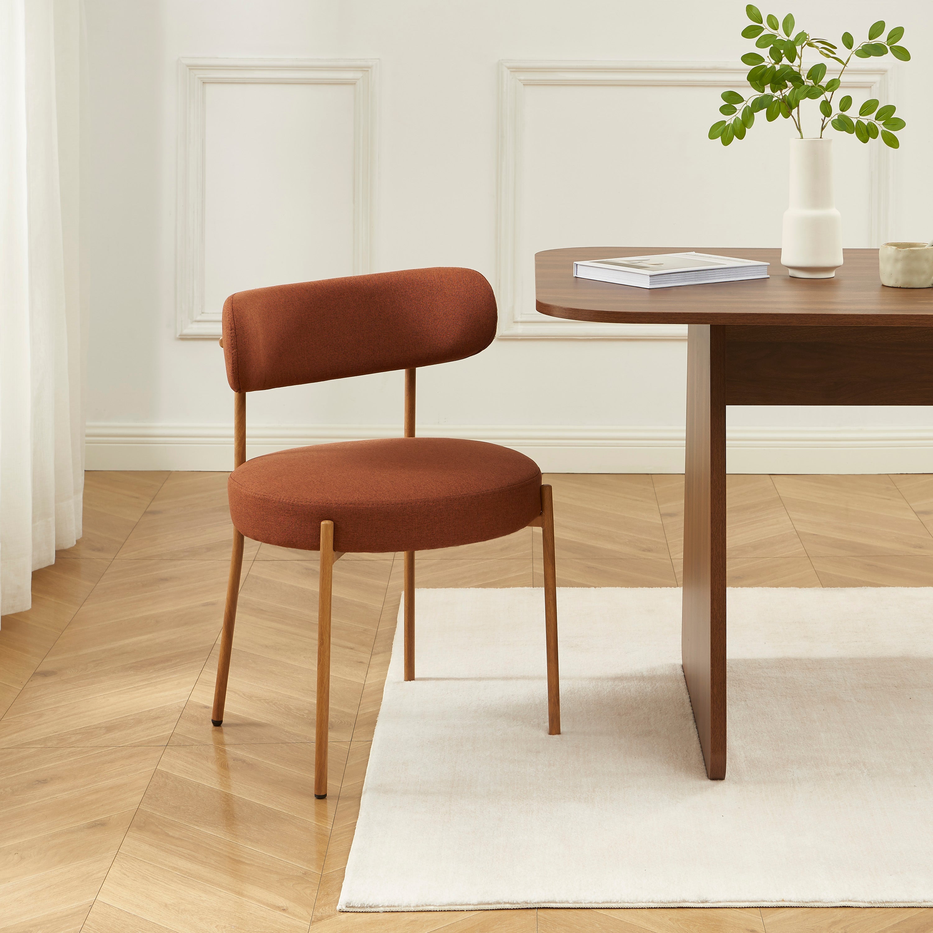 NOA Set of 2 Upholstered Dining Chairs – Terracotta