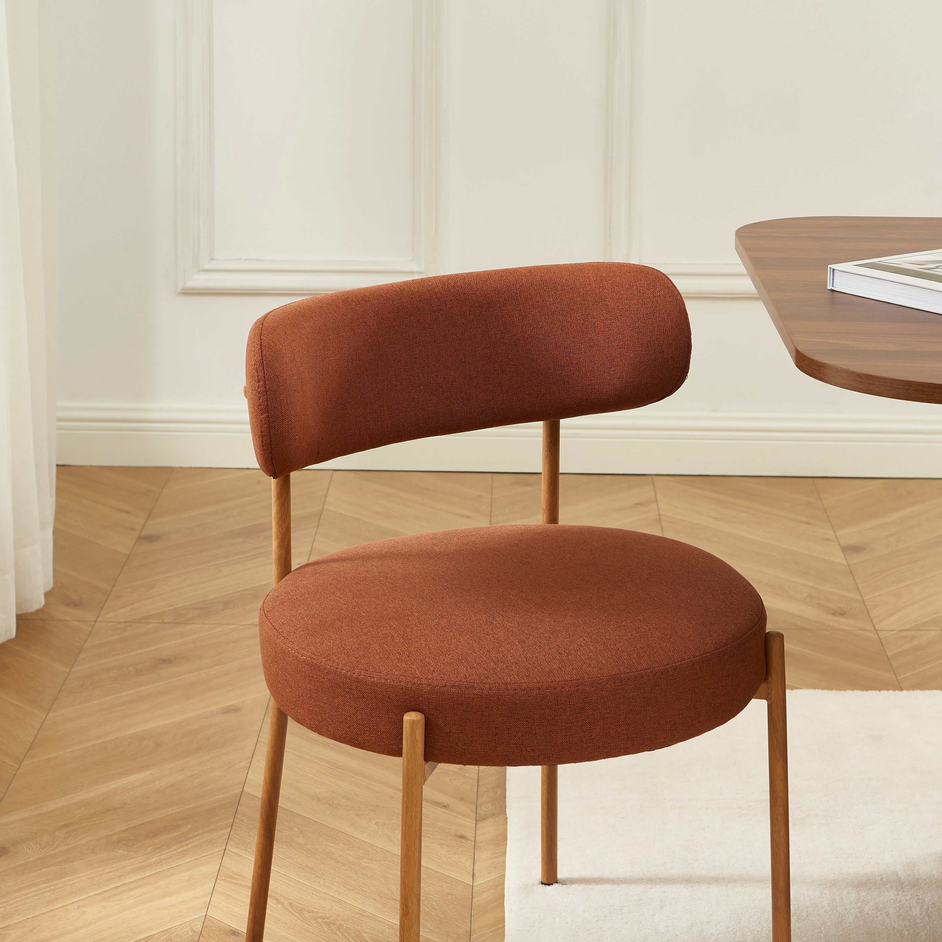 NOA Set of 2 Upholstered Dining Chairs – Terracotta