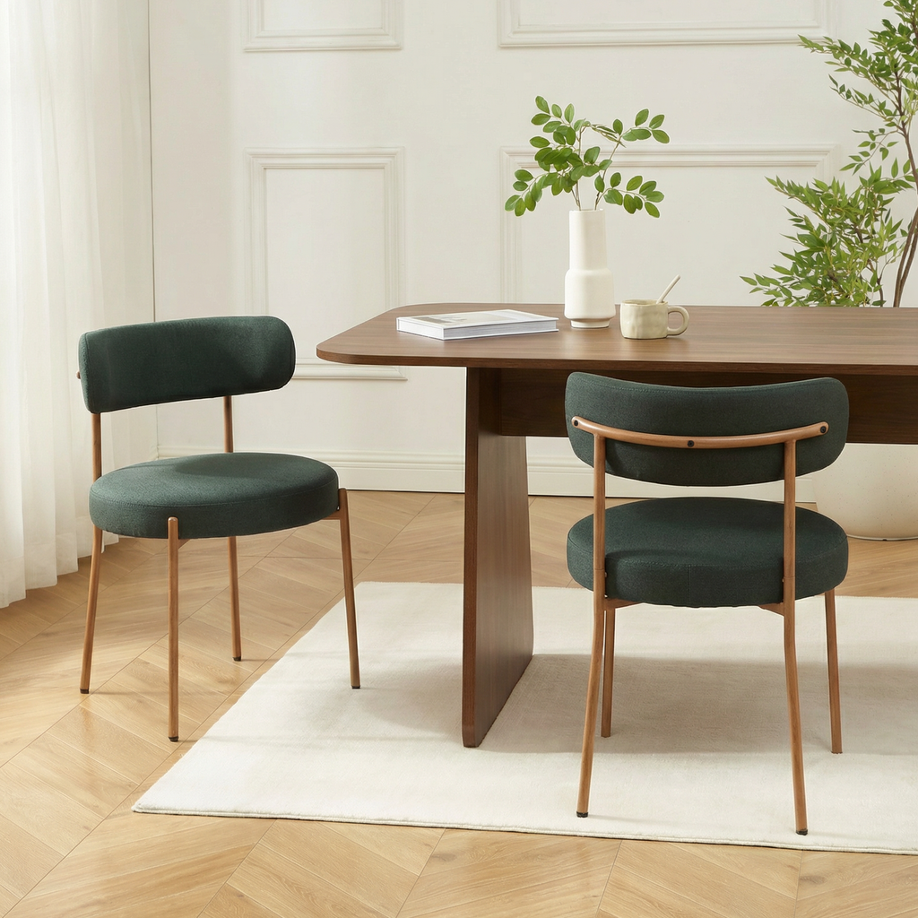 NOA Set of 2 Upholstered Dining Chairs – Green