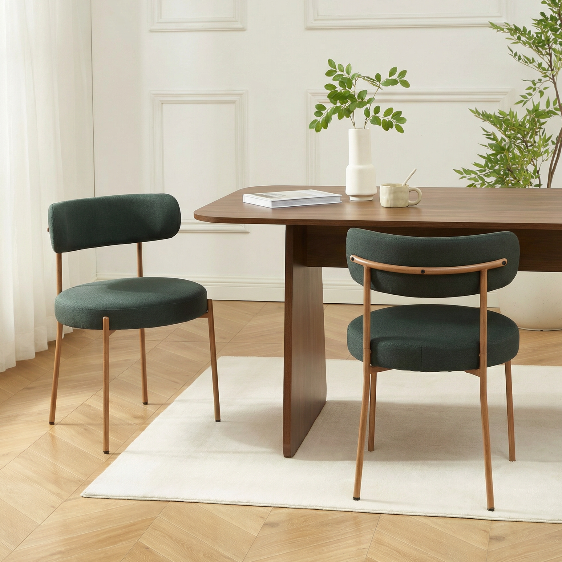 NOA Set of 2 Upholstered Dining Chairs – Green