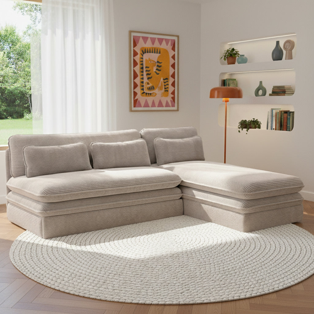 NOMA Reversible Convertible Corner Sofa – Taupe
