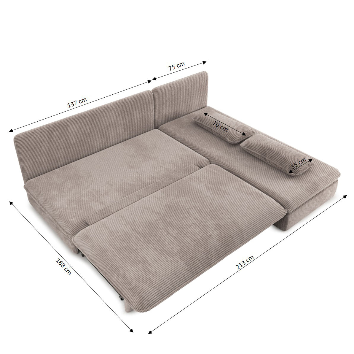 NOMA Reversible Convertible Corner Sofa – Taupe