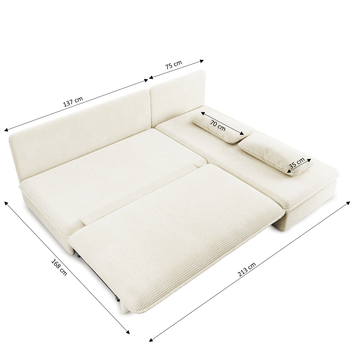 NOMA Reversible Convertible Corner Sofa – Beige