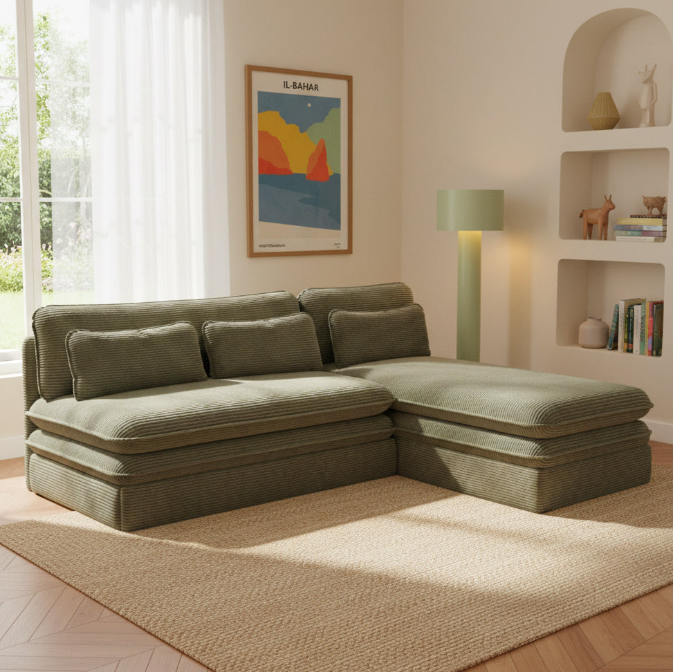 NOMA Reversible Convertible Corner Sofa – Green