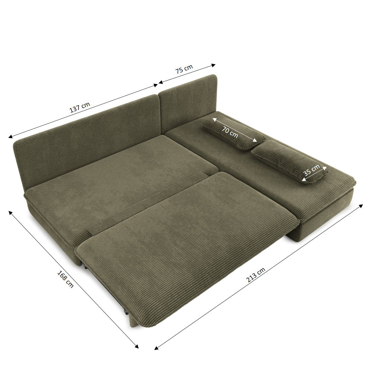 NOMA Reversible Convertible Corner Sofa – Green