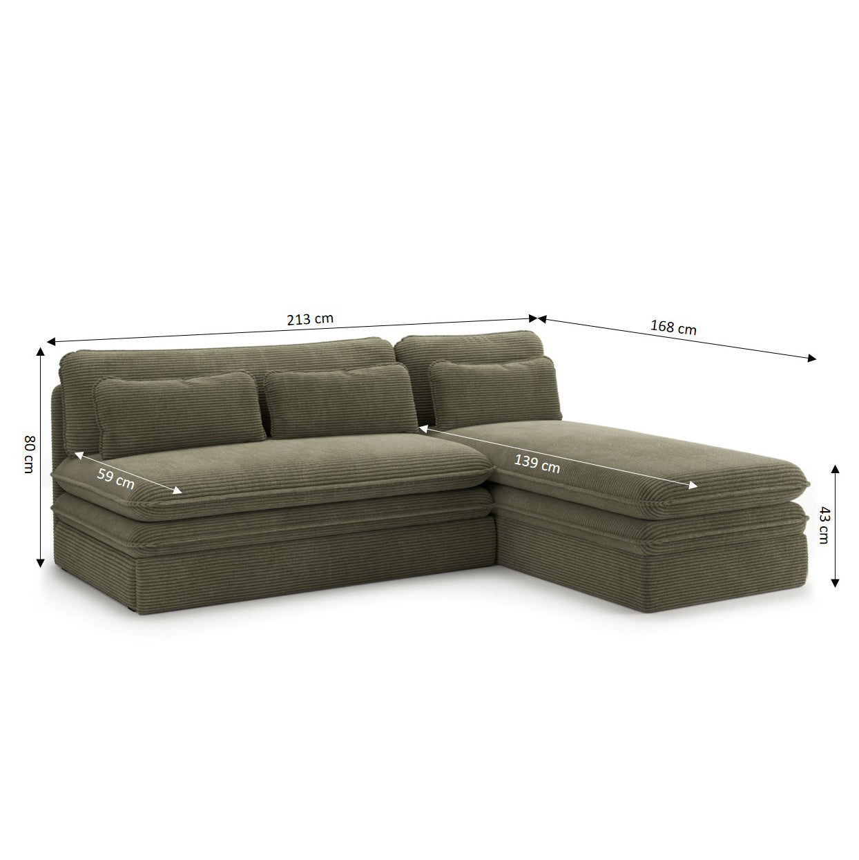 NOMA Reversible Convertible Corner Sofa – Green