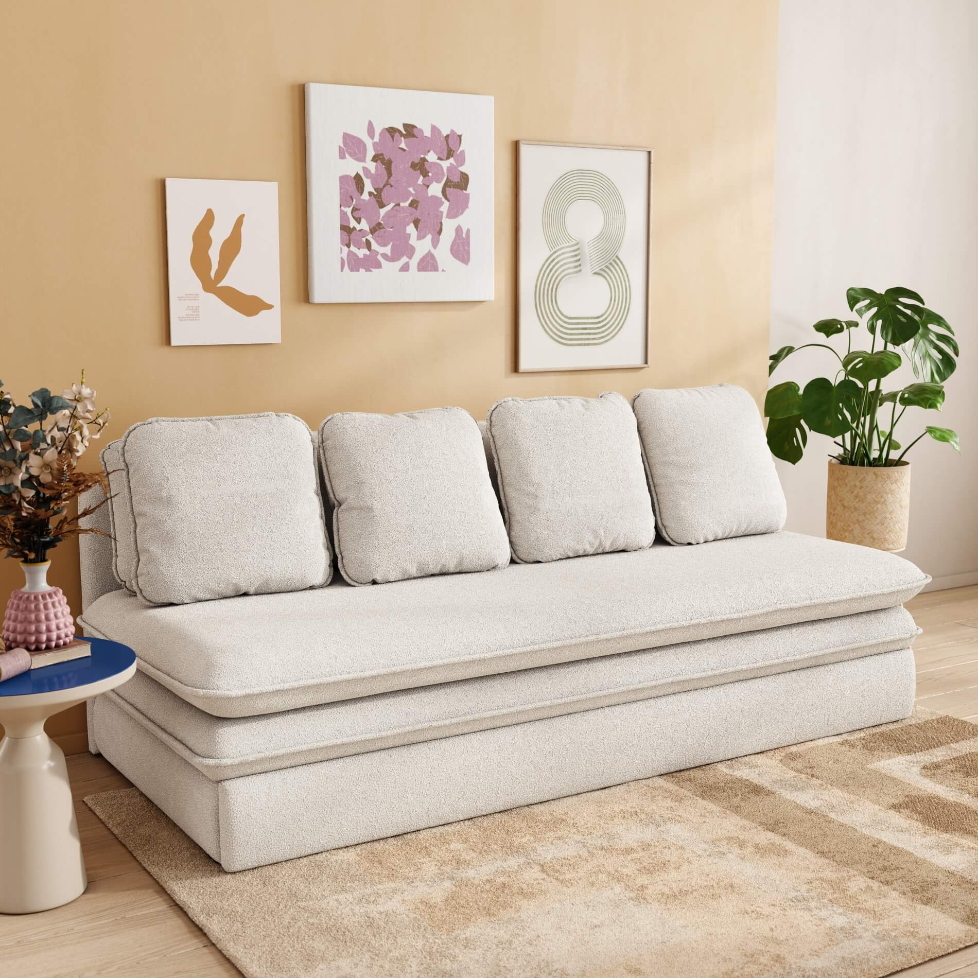 NOMA 3-Seater Convertible Sofa - Beige