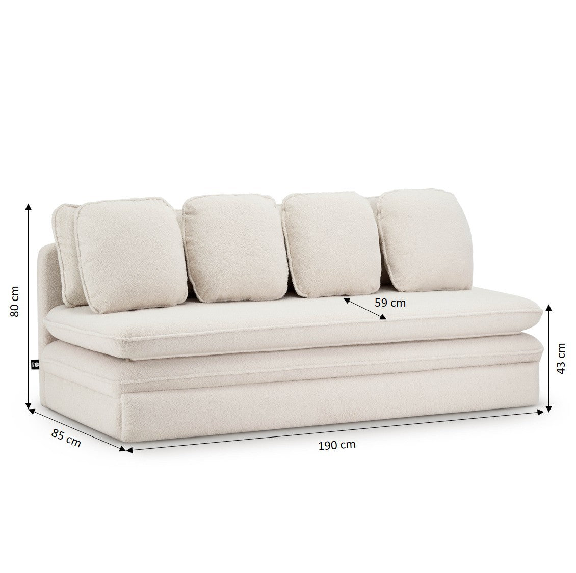 NOMA 3-Seater Convertible Sofa - Beige