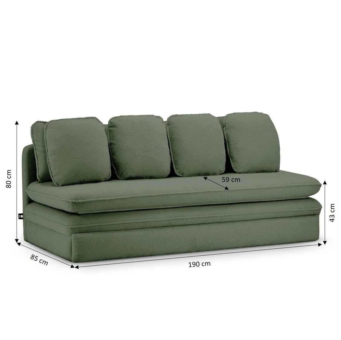 NOMA 3-Seater Convertible Sofa - Green