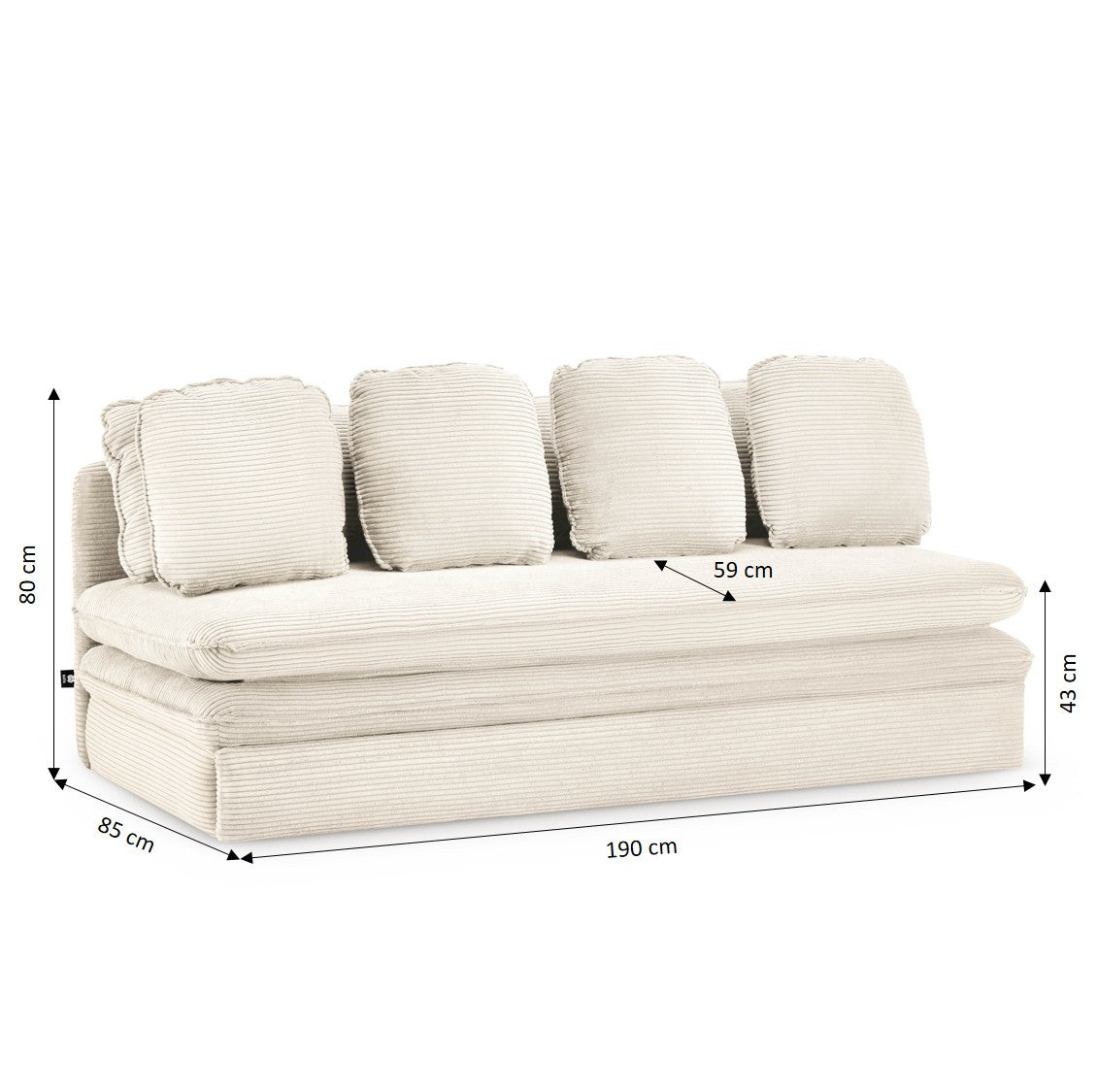 NOMA Corduroy Fabric Modular Sofa Bench – Beige