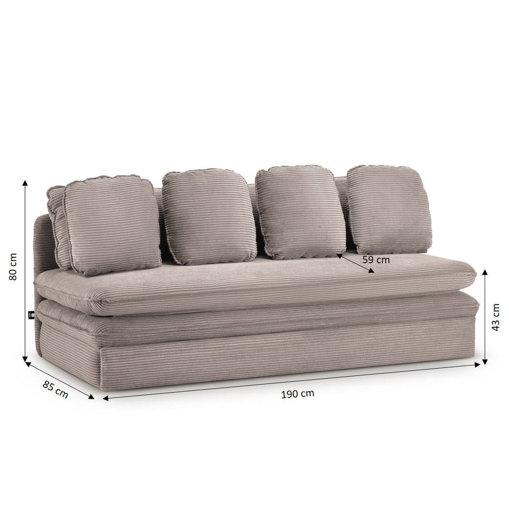 NOMA Corduroy Fabric Modular Sofa Bench – Greige