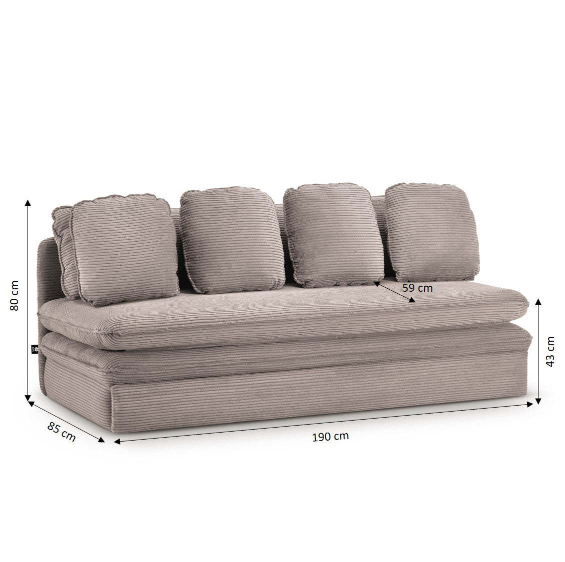 NOMA Corduroy Fabric Modular Sofa Bench – Greige