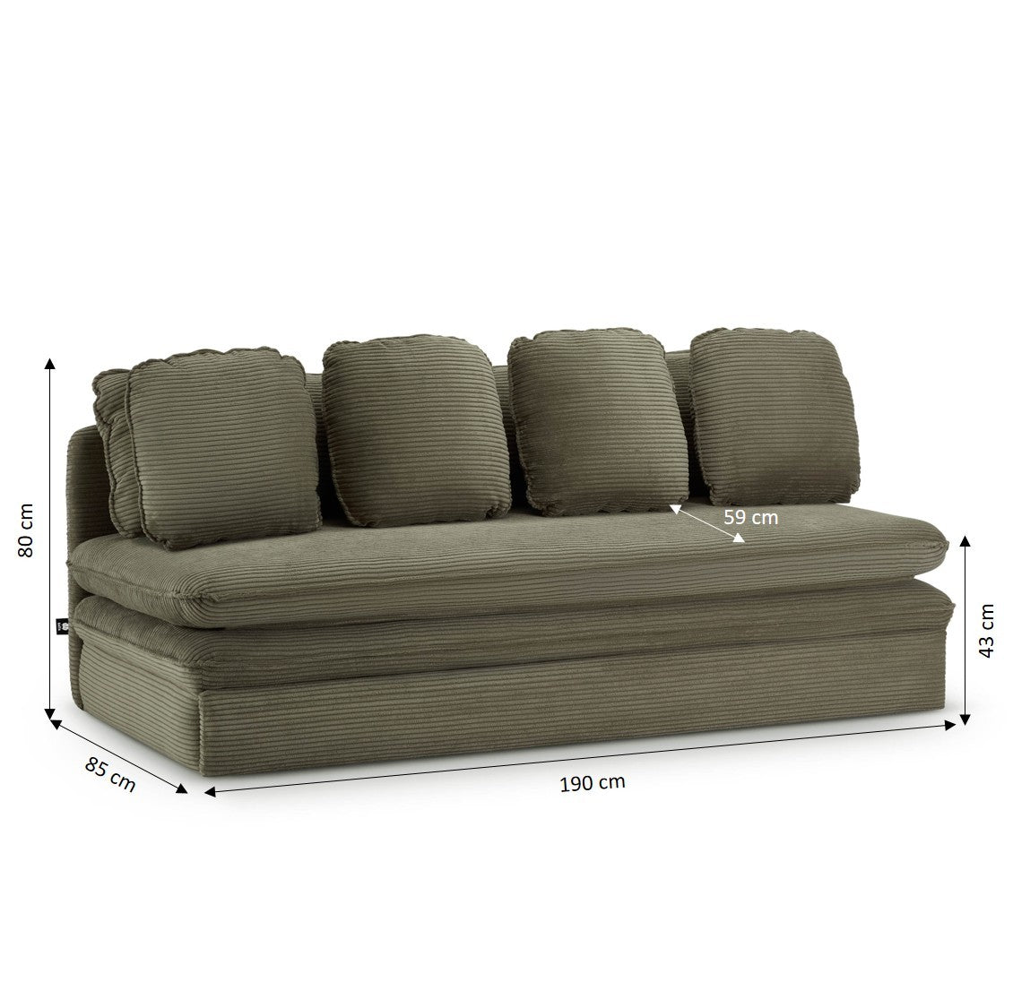NOMA Corduroy Fabric Modular Sofa Bench – Green