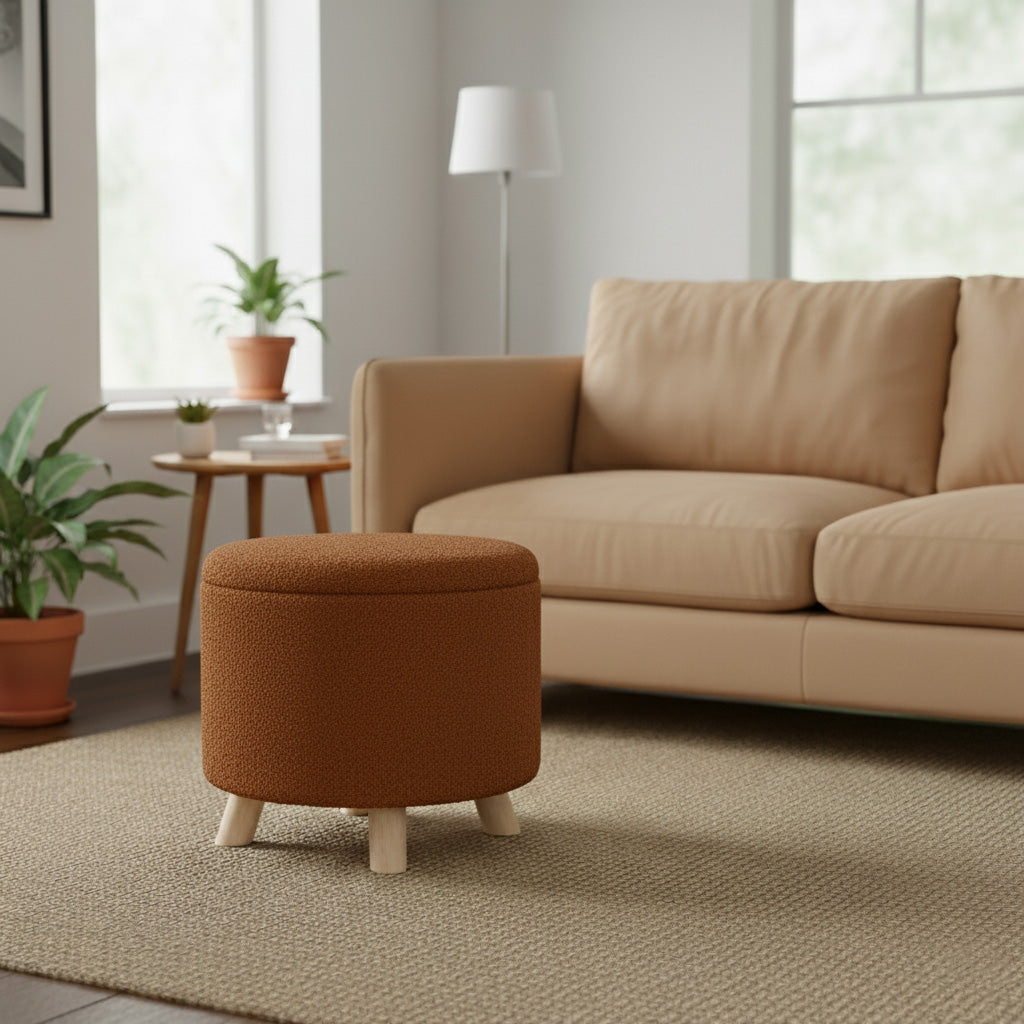 OAD Storage Pouf with Lid - Orange 