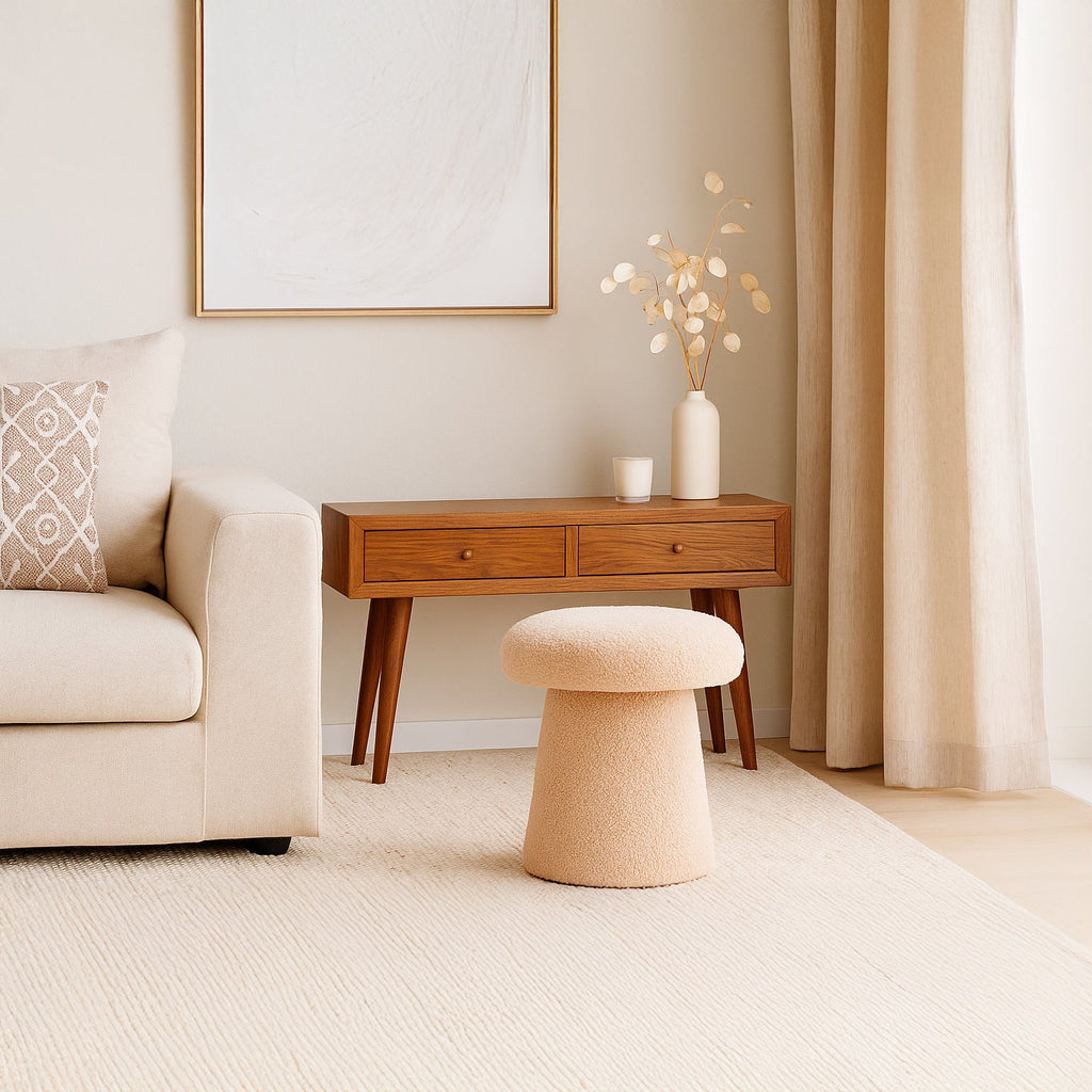 OAD Mushroom-Shape Decorative Pouf – Beige