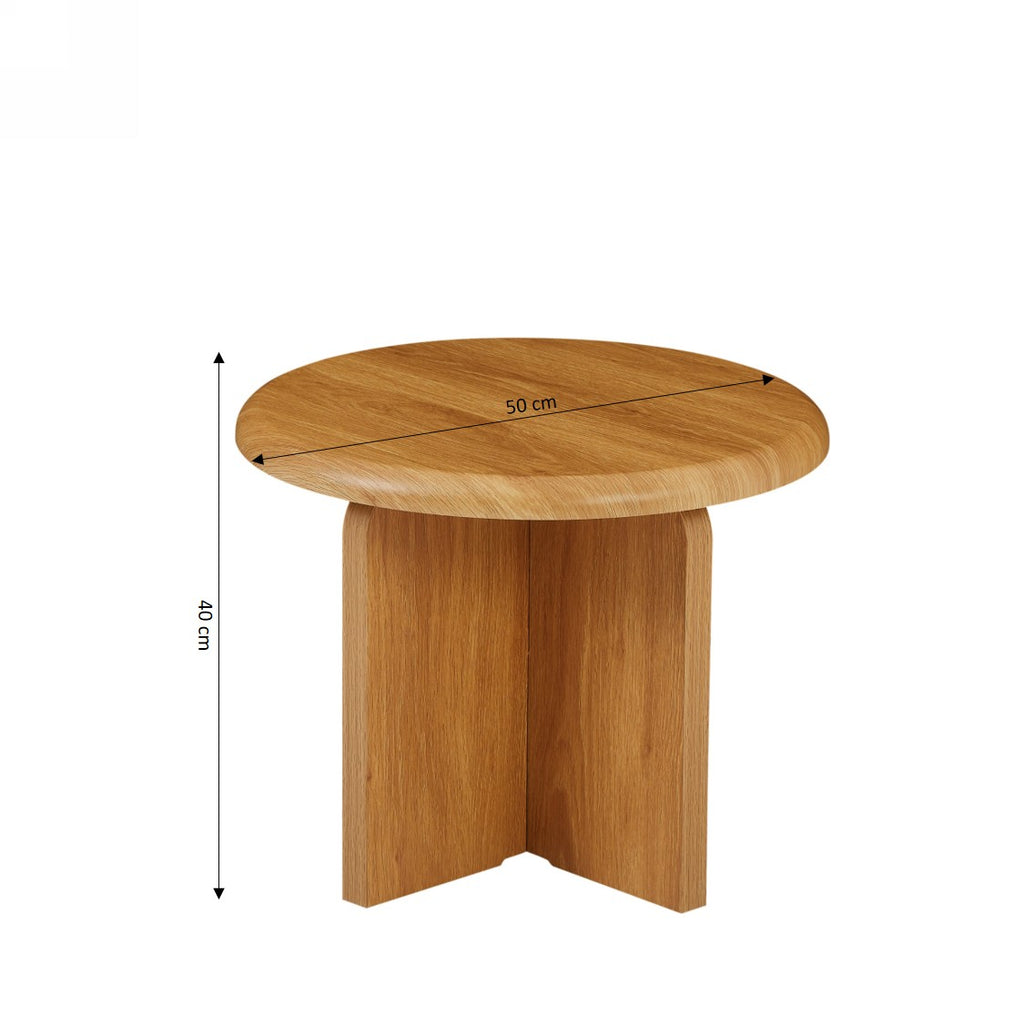 OCANA Round Side Table (H 16") - Light Wood