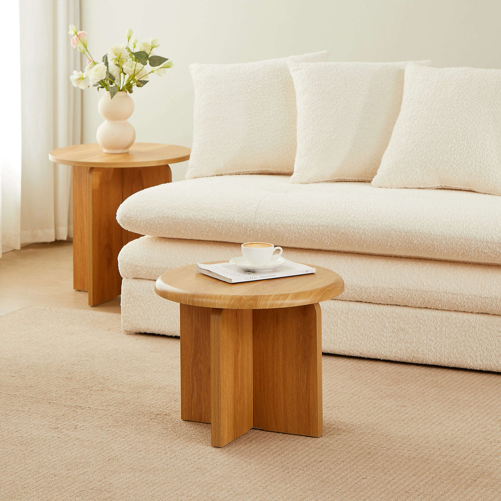 OCANA Round Side Table (H 16") - Light Wood