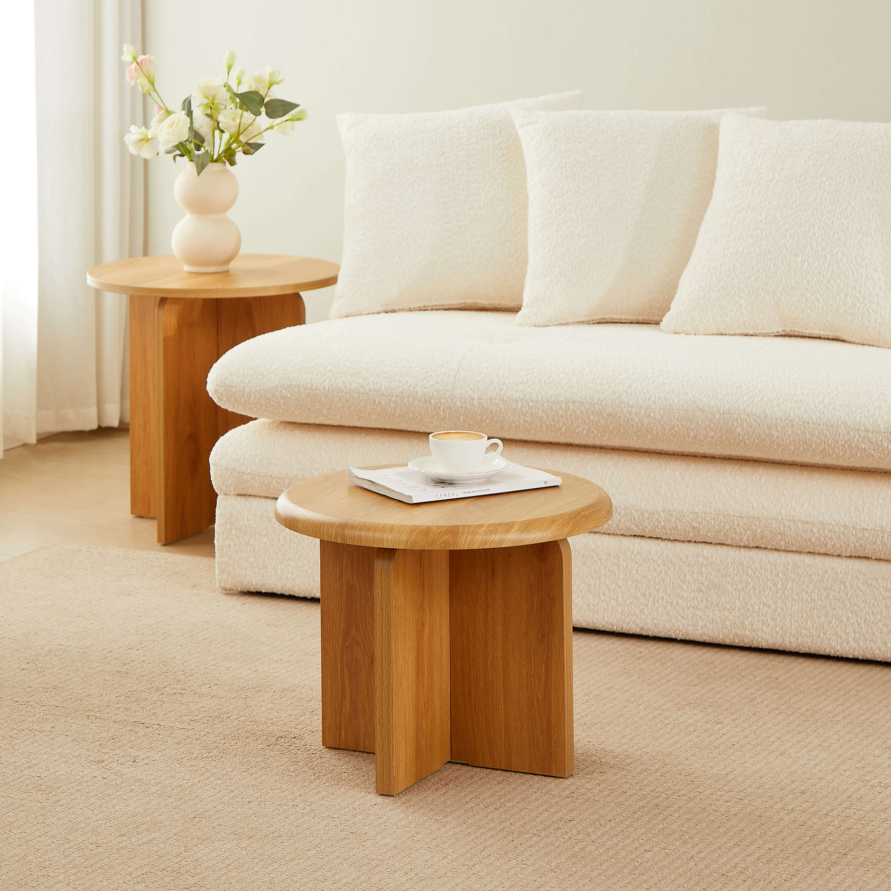 OCANA Round Side Table (H 16") - Light Wood