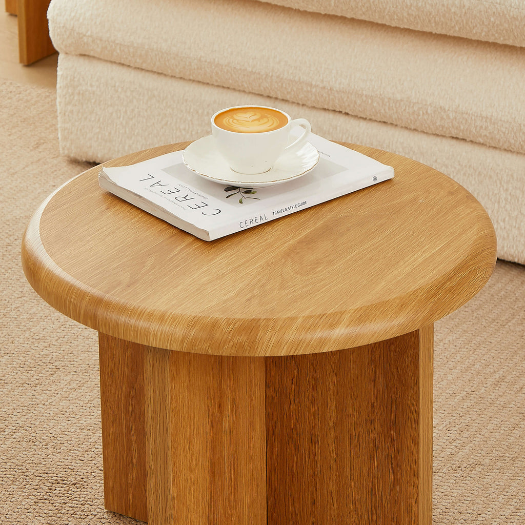 OCANA Round Side Table (H 16") - Light Wood