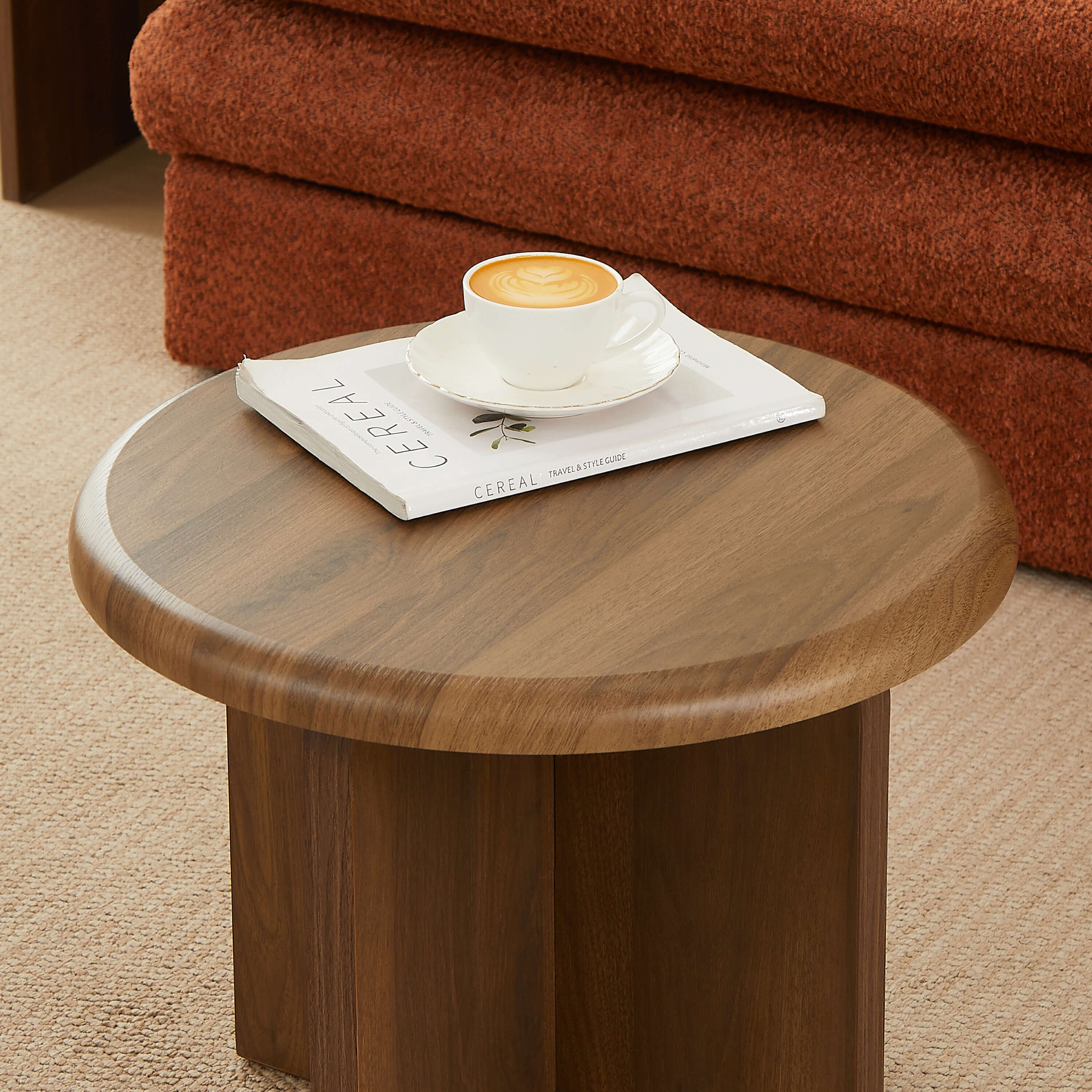 OCANA Round Side Table (H 16") - Dark Wood
