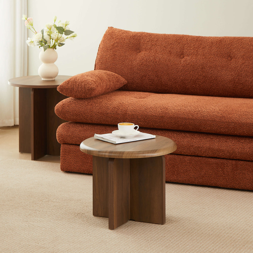 OCANA Round Side Table (H 16") - Dark Wood
