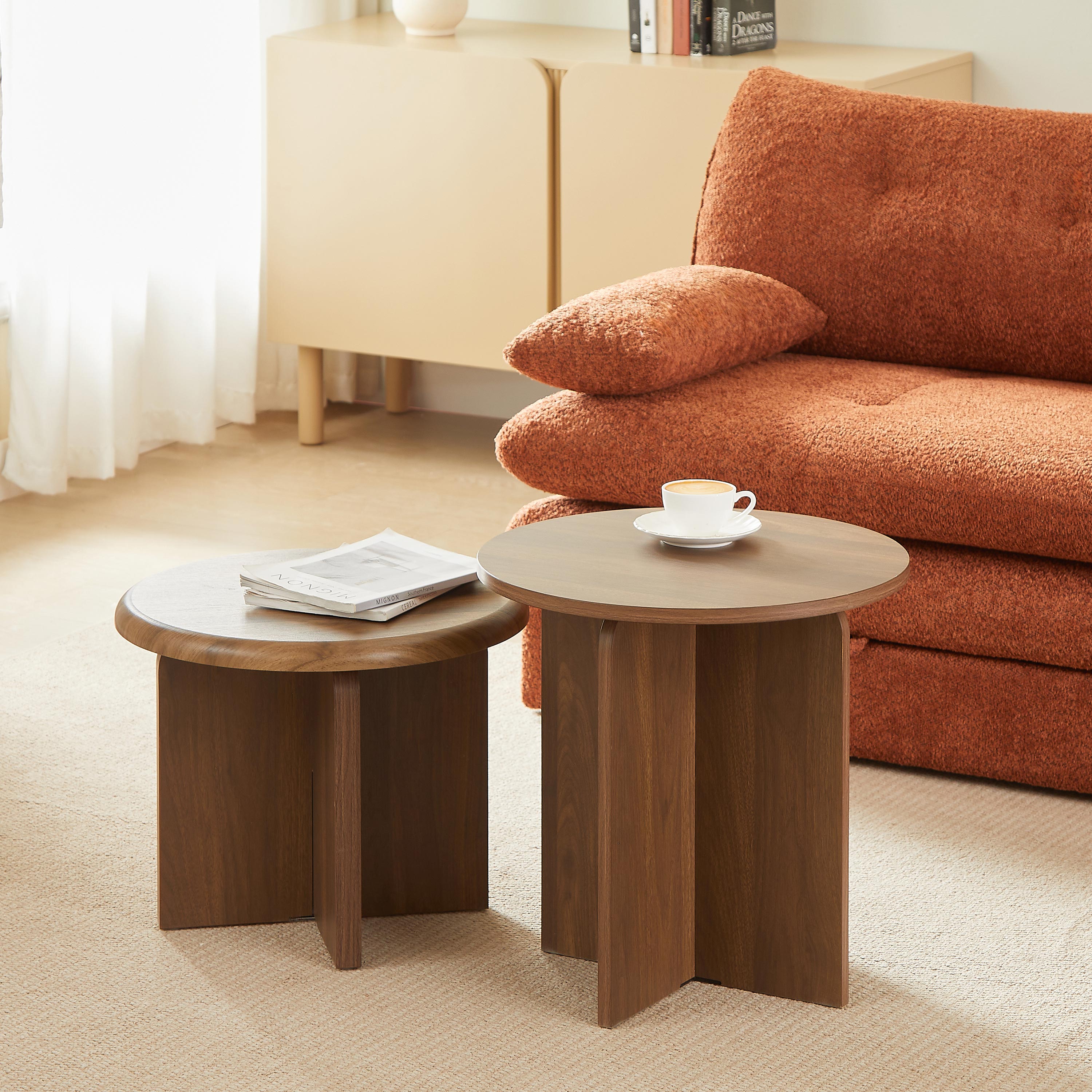 OCANA Round Side Table (H 20") - Dark Wood