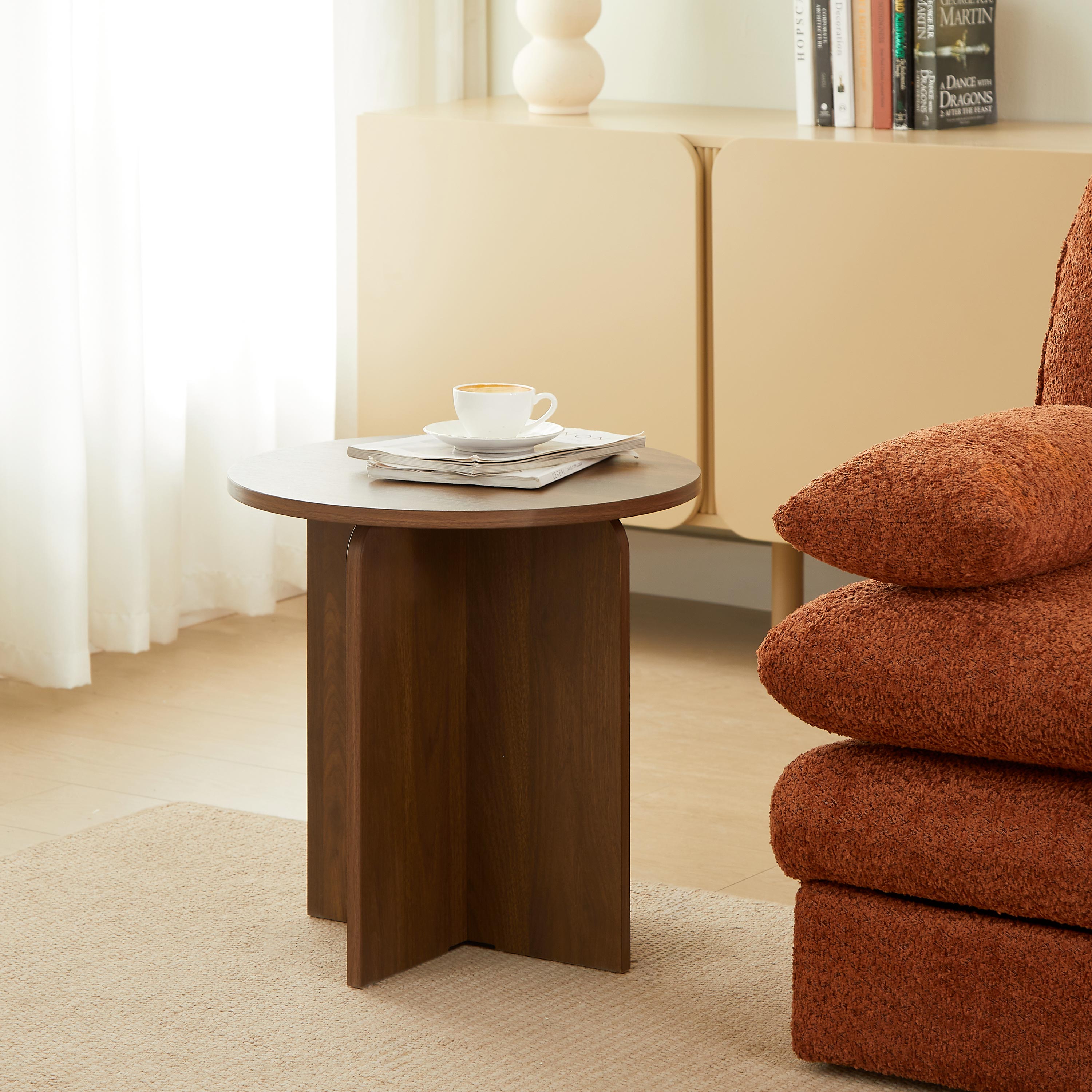 OCANA Round Side Table (H 20") - Dark Wood