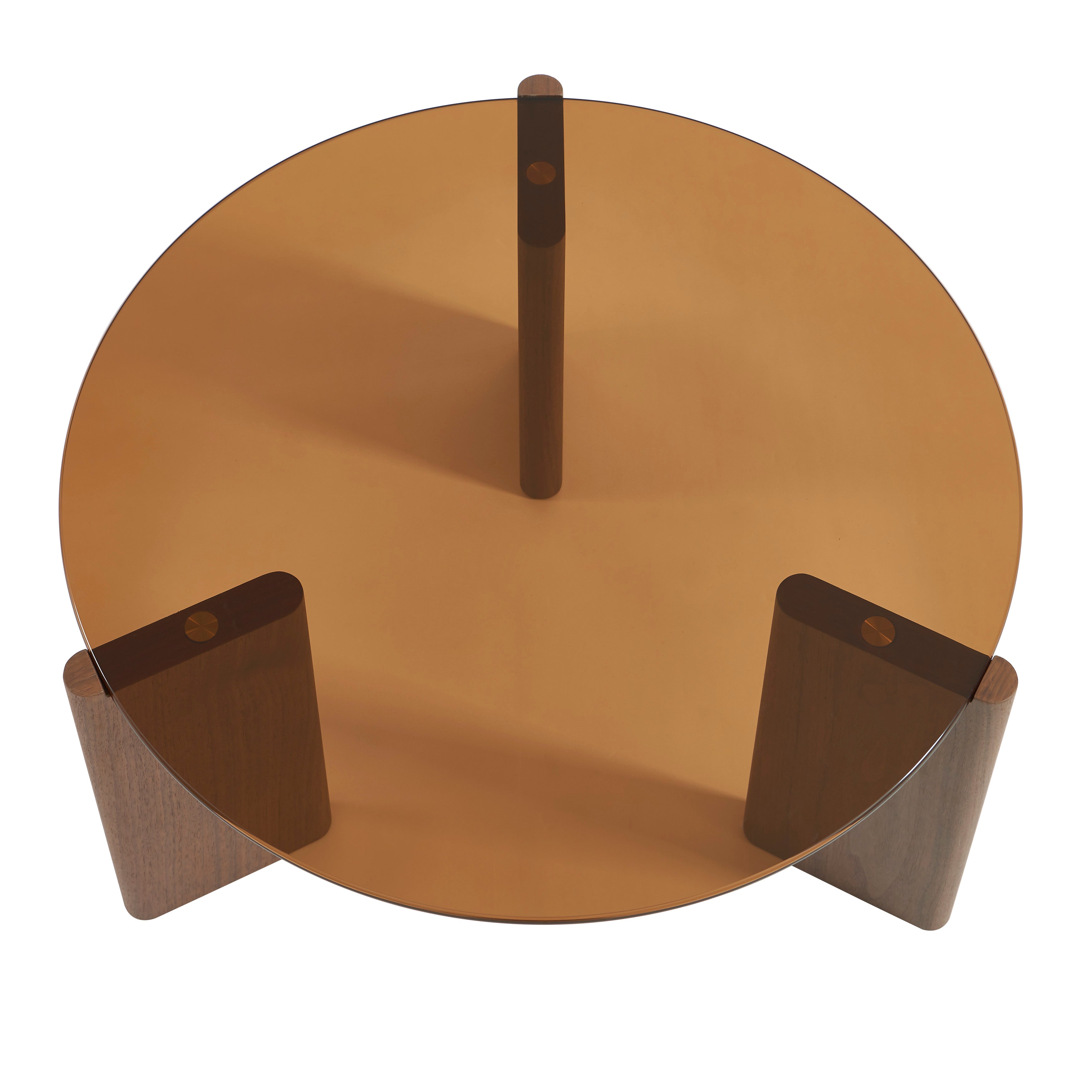 OLIE Caramel Glass and Walnut Veneer Coffee Table – Orange