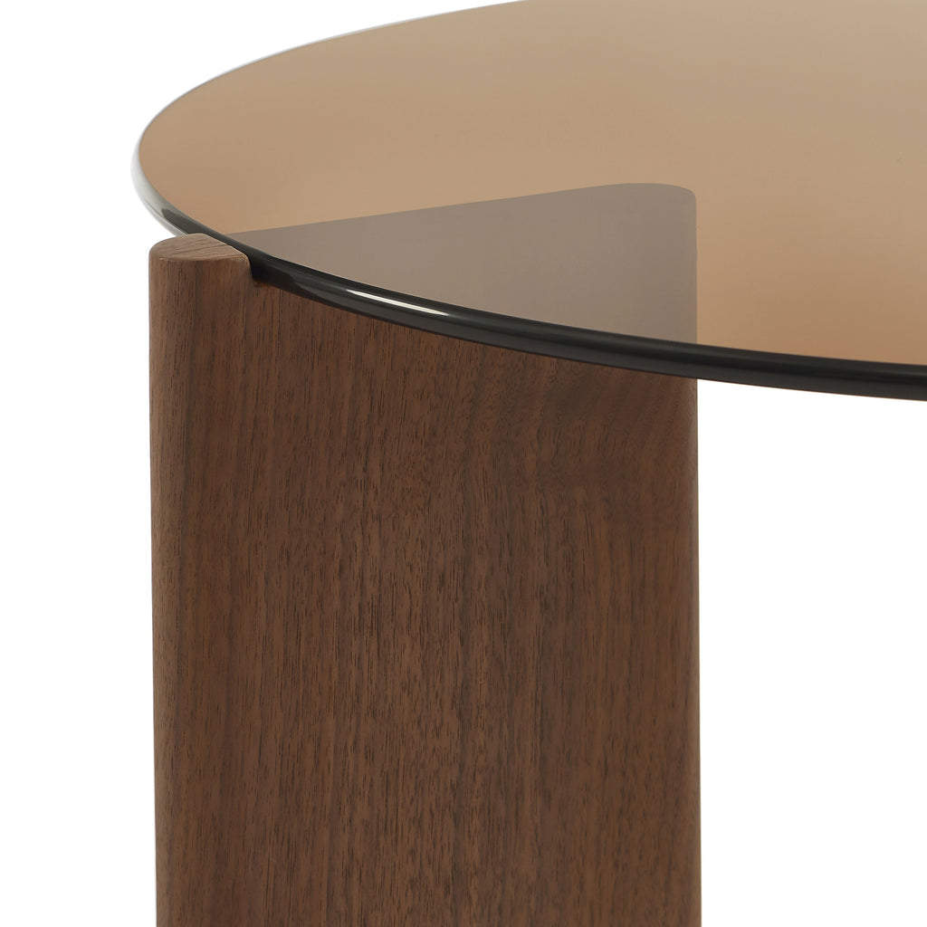 OLIE Caramel Glass and Walnut Veneer Coffee Table – Orange