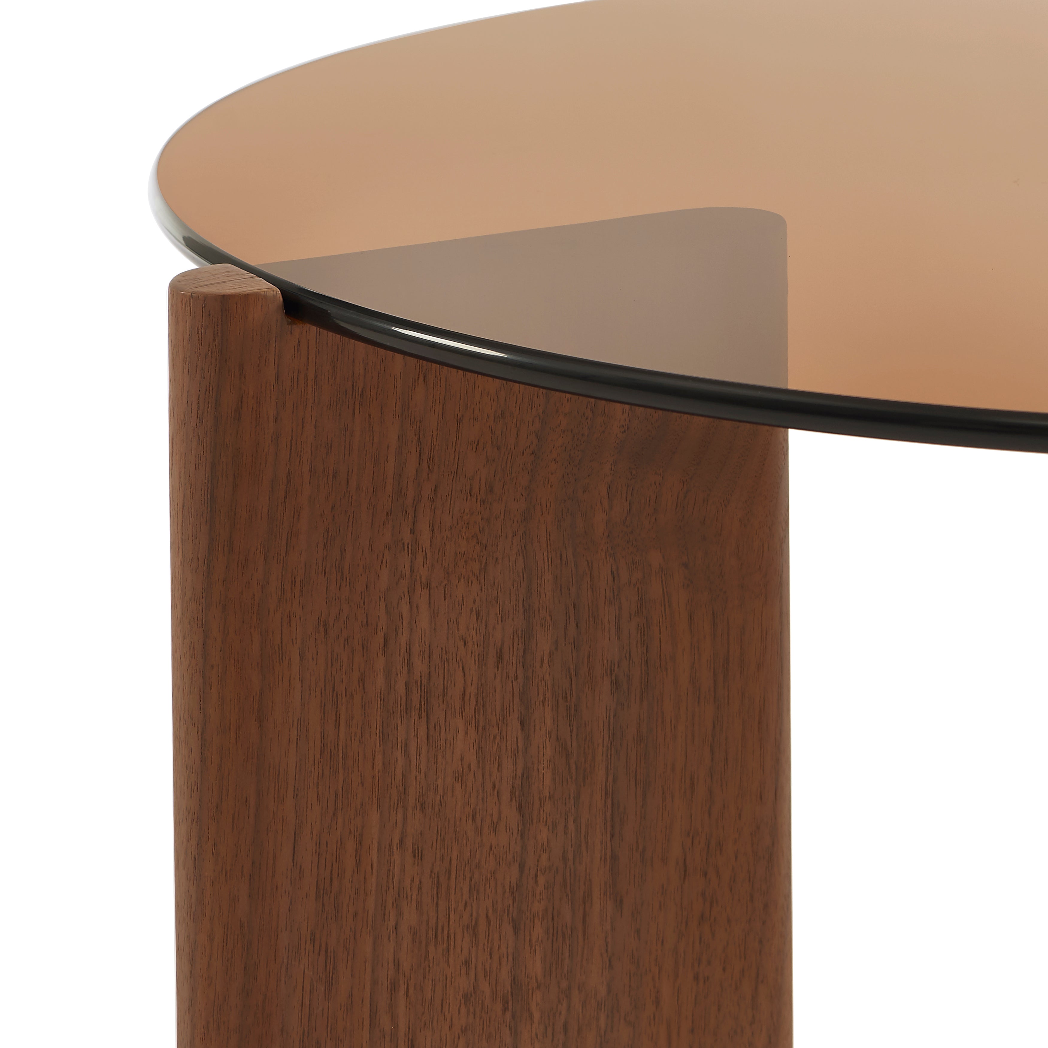 OLIE Caramel Glass and Walnut Veneer Coffee Table – Orange