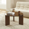OLIE Caramel Glass and Walnut Veneer Coffee Table – Orange