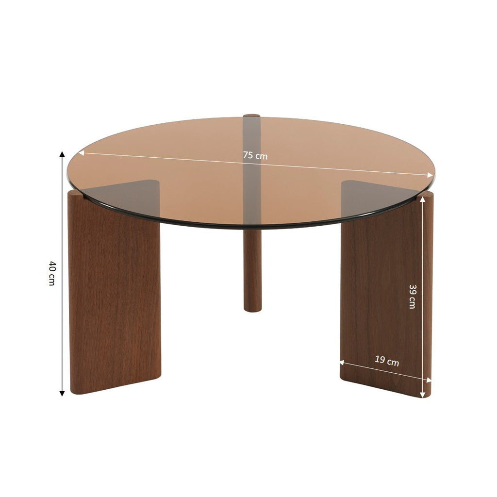 OLIE Caramel Glass and Walnut Veneer Coffee Table – Orange
