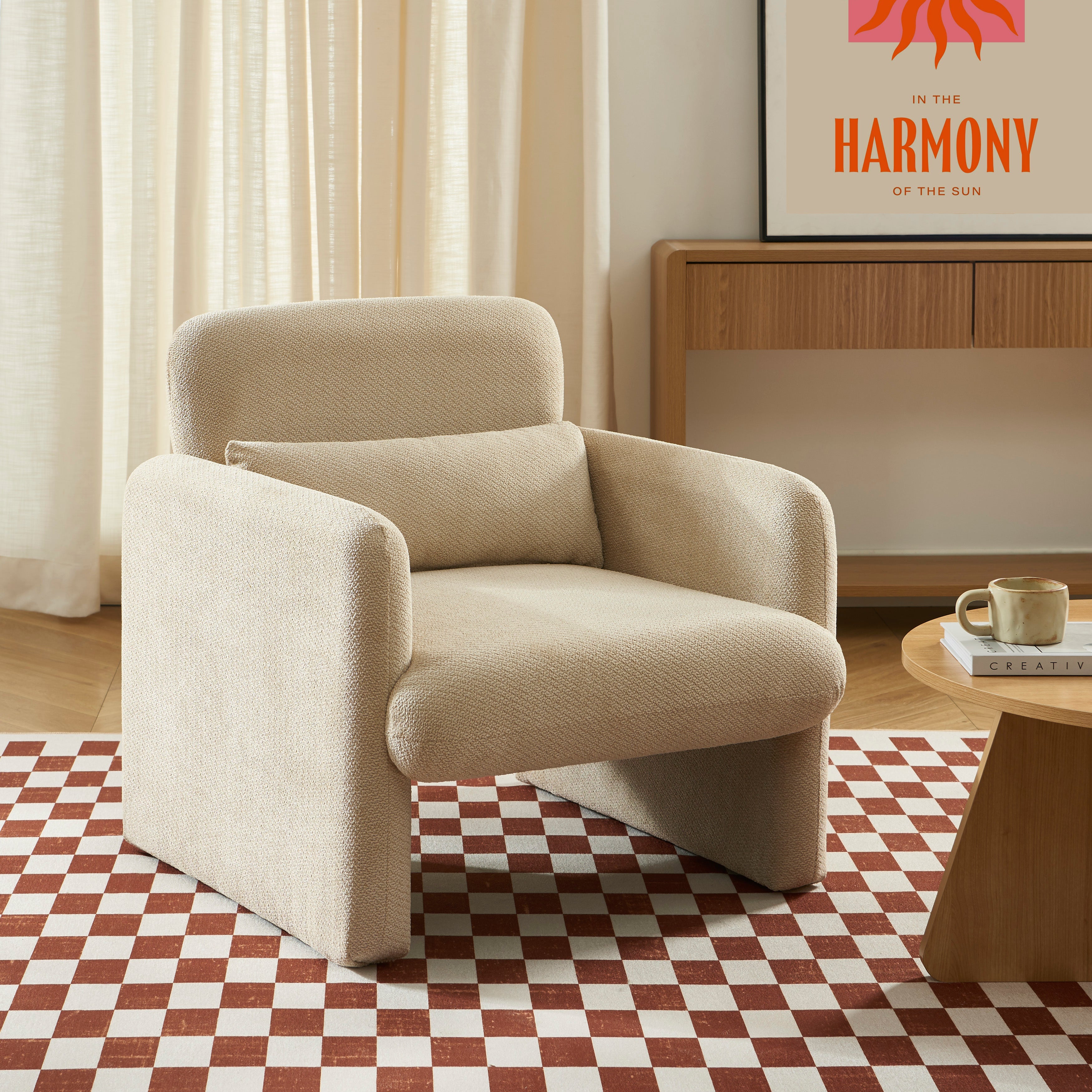 OMA Fabric Accent Armchair – Beige