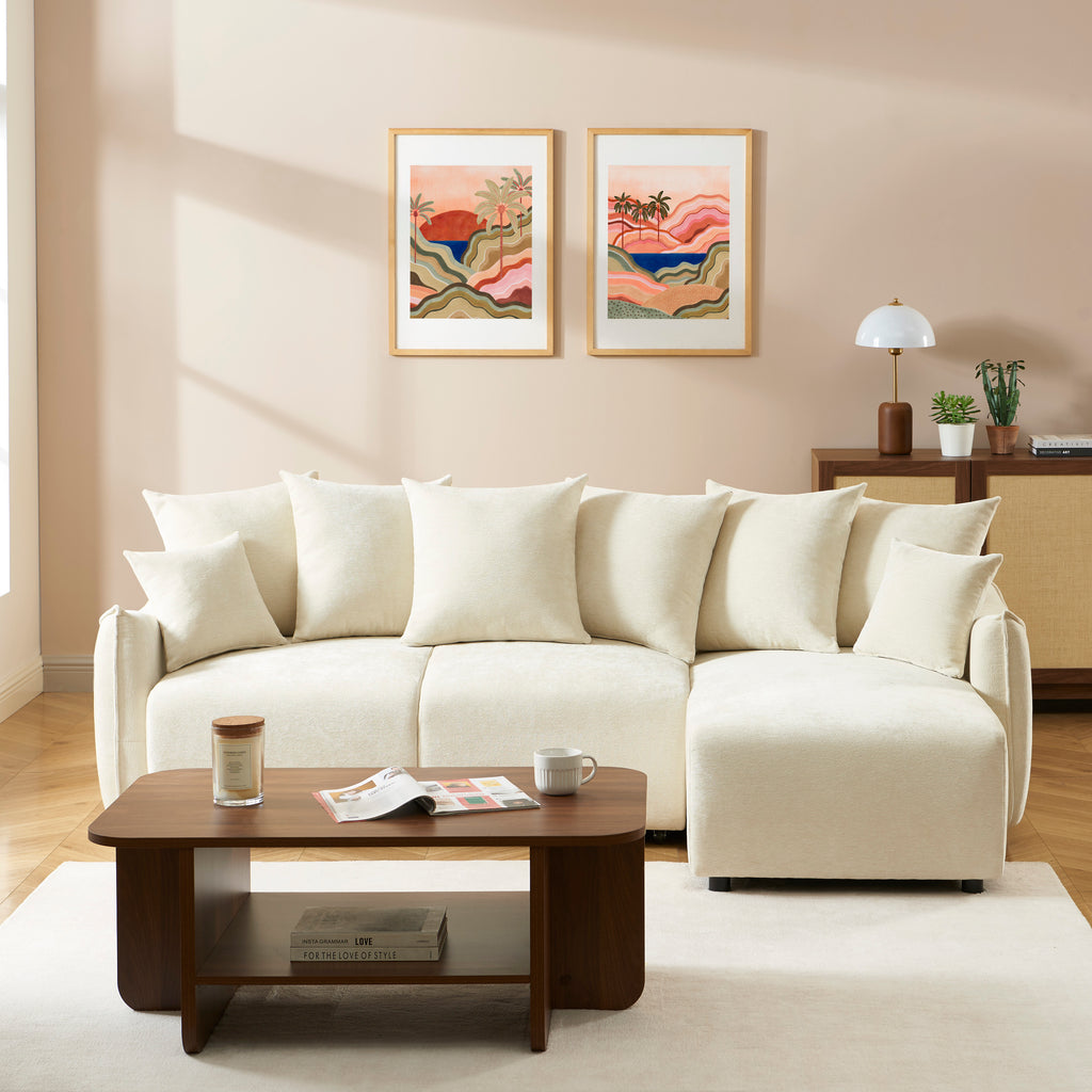 OPALINE Fabric Corner Sofa – Beige