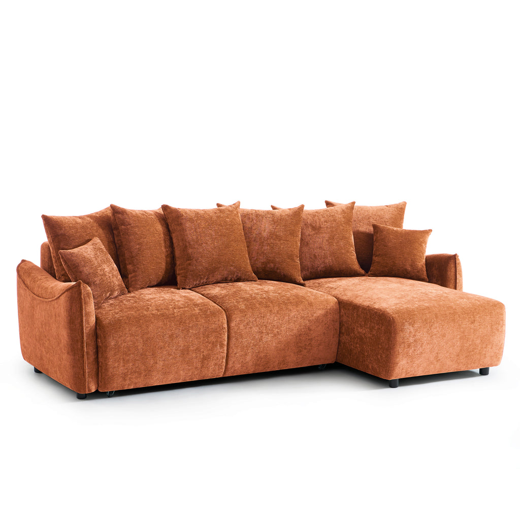 OPALINE Fabric Corner Sofa – Terracotta