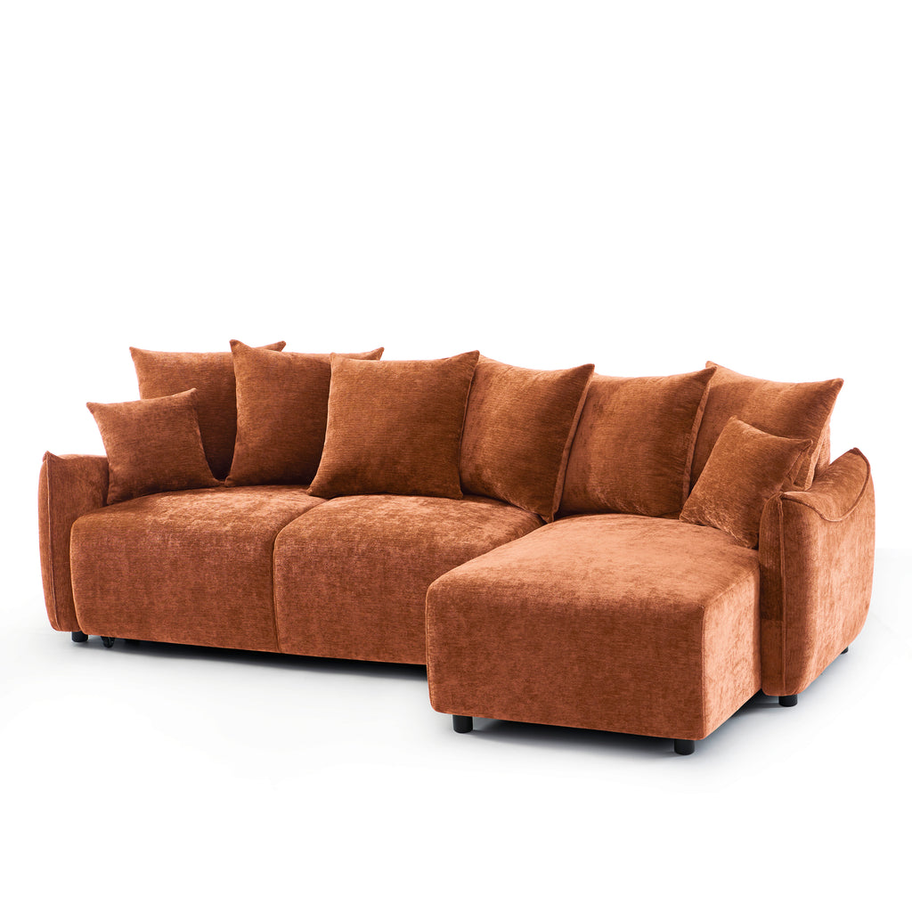 OPALINE Fabric Corner Sofa – Terracotta