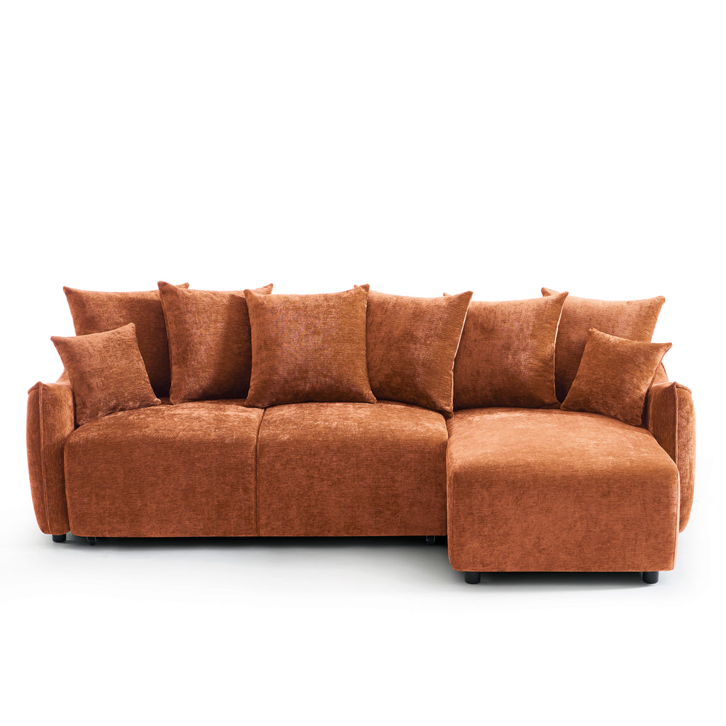 OPALINE Fabric Corner Sofa – Terracotta
