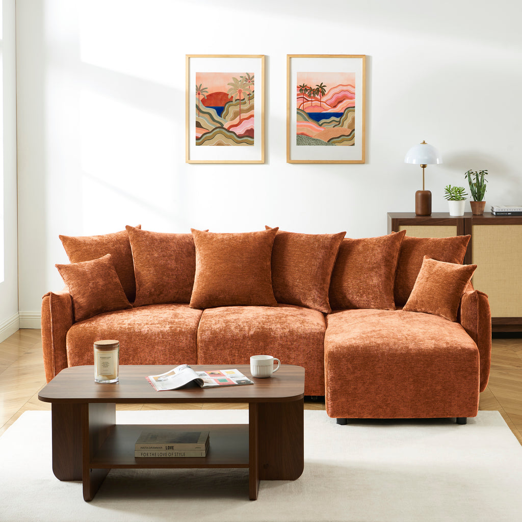 OPALINE Fabric Corner Sofa – Terracotta