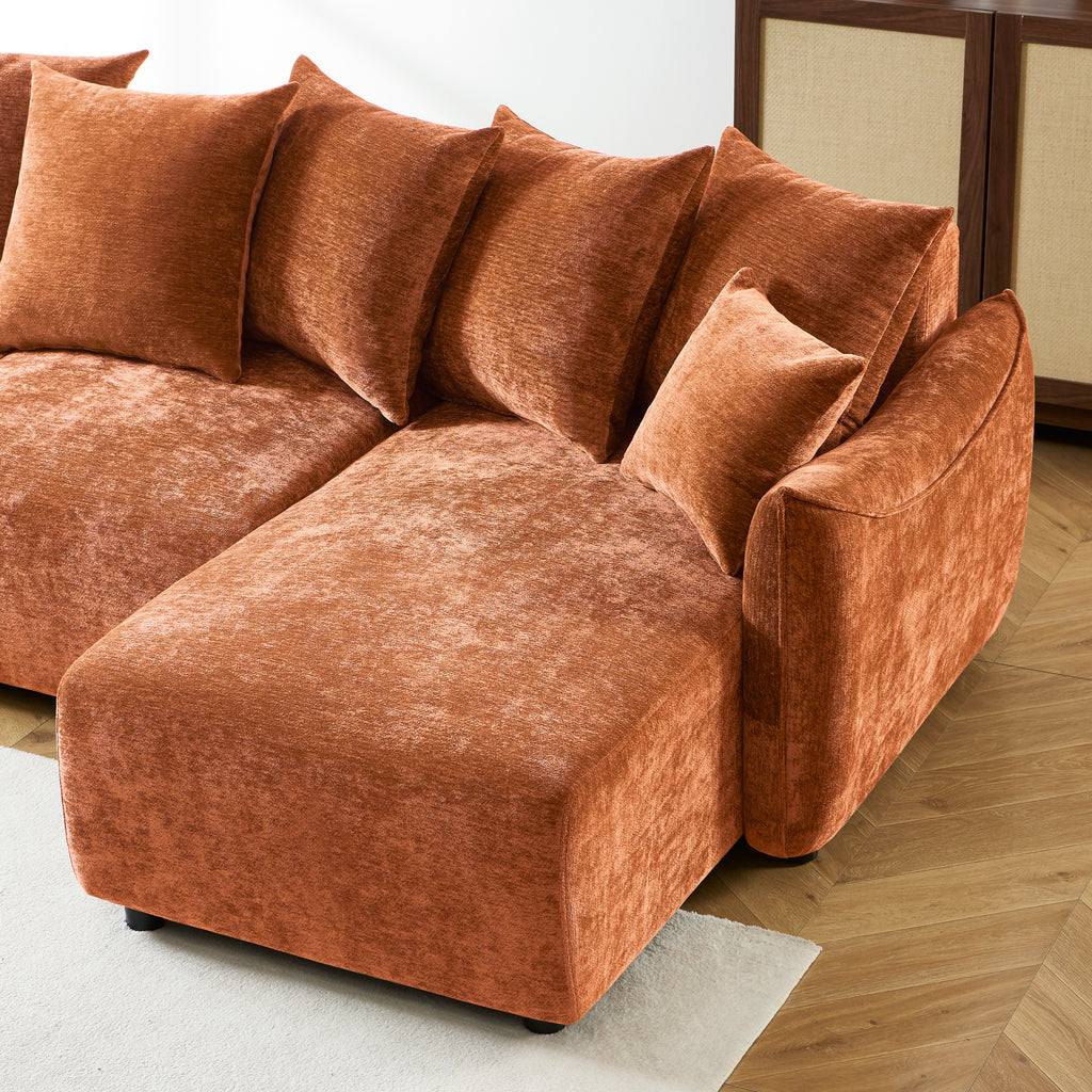 OPALINE Fabric Corner Sofa – Terracotta