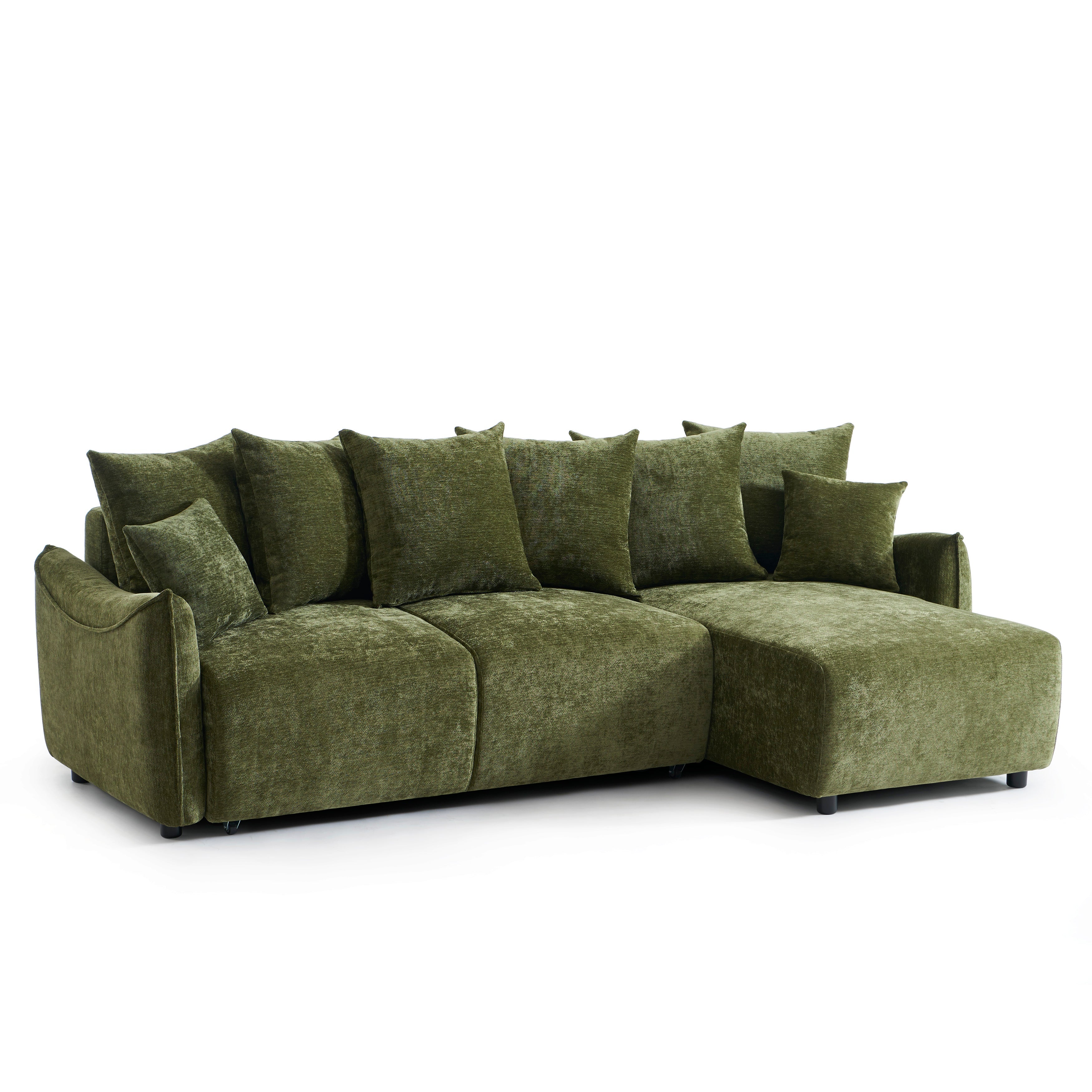 OPALINE Fabric Corner Sofa – Green
